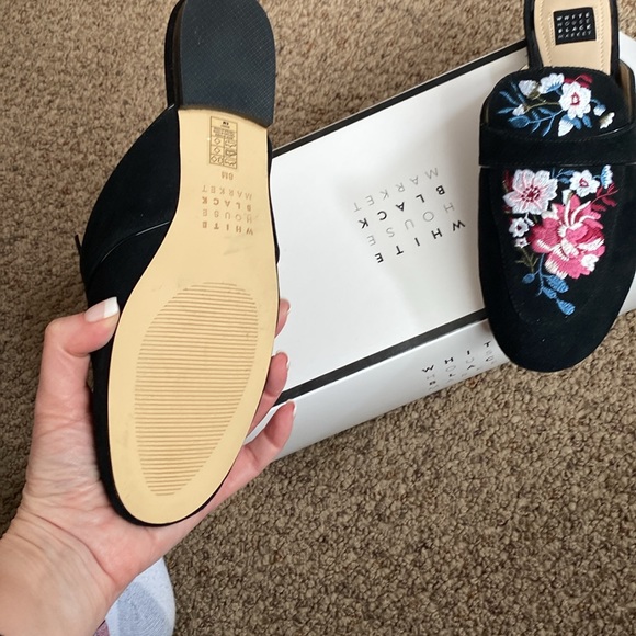 Beautiful Suede Mules with embroidered flowers by White House Black Market - Picture 4 of 5